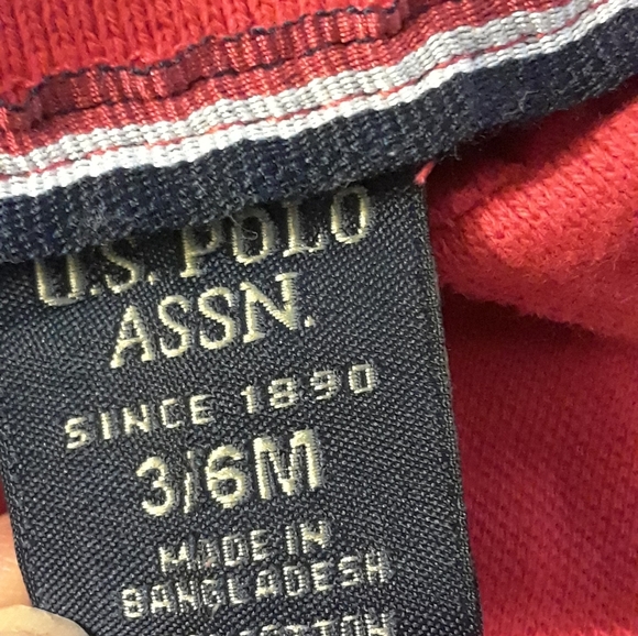 Size 3-6M U.S. Polo baby boys red and blue polo shirt - Picture 5 of 8
